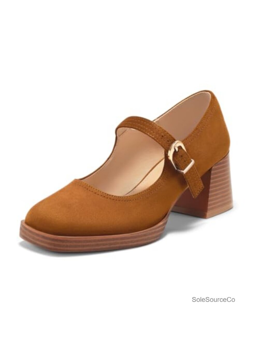 Women's Chunky Heel Mary Jane Pumps Square Toe Buckle Dress Shoes Block Heel